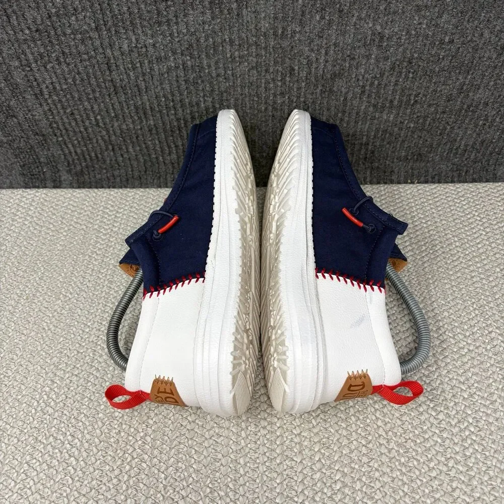 Hey Dude Wally Funk MLB Boston Red Sox Slip On Shoes Navy Blue White Mens 8 US